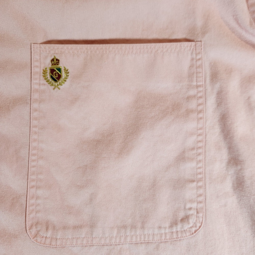 Gant Men's Large Short Sleeve Button-Down Oxford Coral Embroidered Crown Logo - Picture 3 of 7